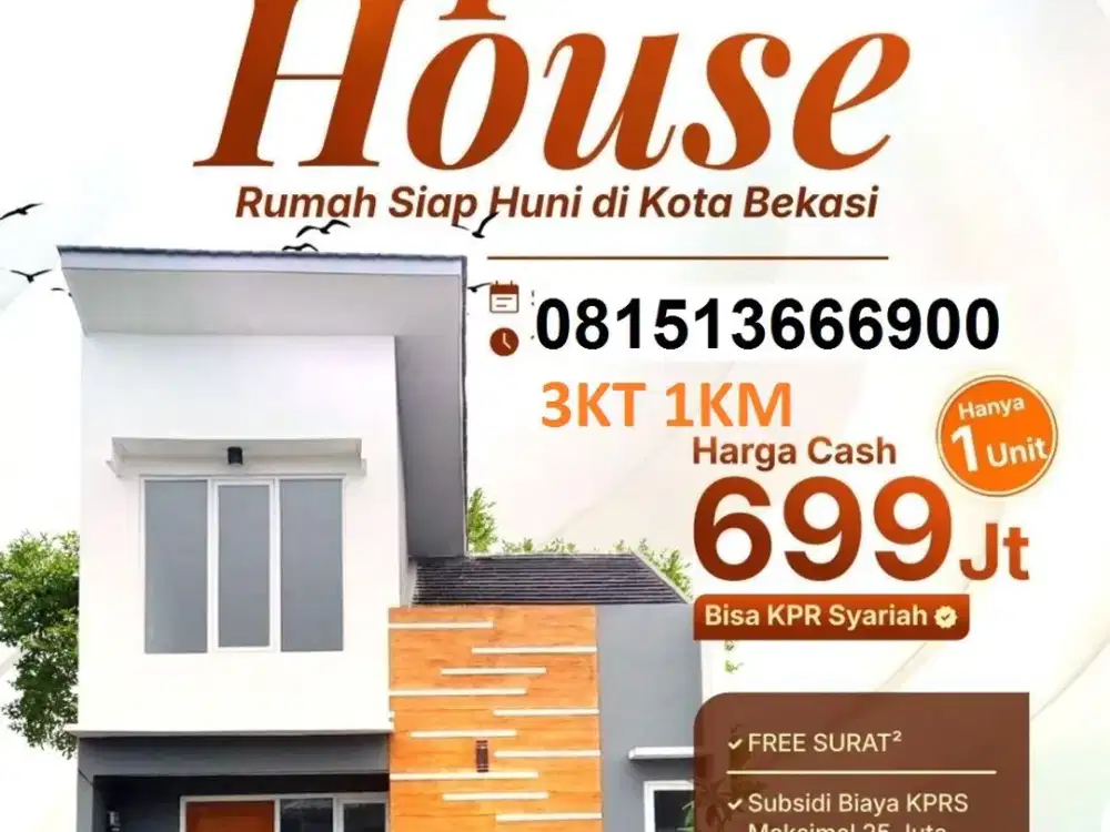 Jual Rumah Baru dekat Stasiun LRT dan Toll Bekasi Timur