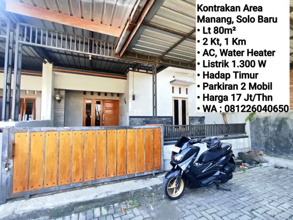 Sewa Rumah Area Manang, Baki, Solo BAru, Dekat Gentan, Laweyan, Dr. Oen Solo Baru