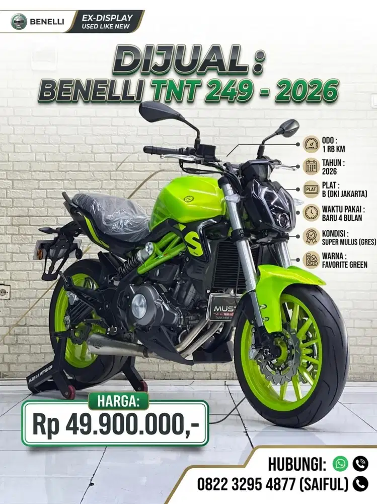 Odo 1rb Istimewa!!Beneli TNT 249cc 2026 Baru Terpake 4bln-Mustika