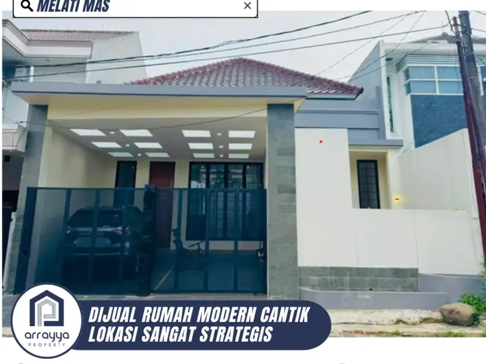 DIJUAL RUMAH CANTIK 1 LANTAI KONDISI TERAWAT SIAP HUNI DI VILLA MELATI MAS (DM69)