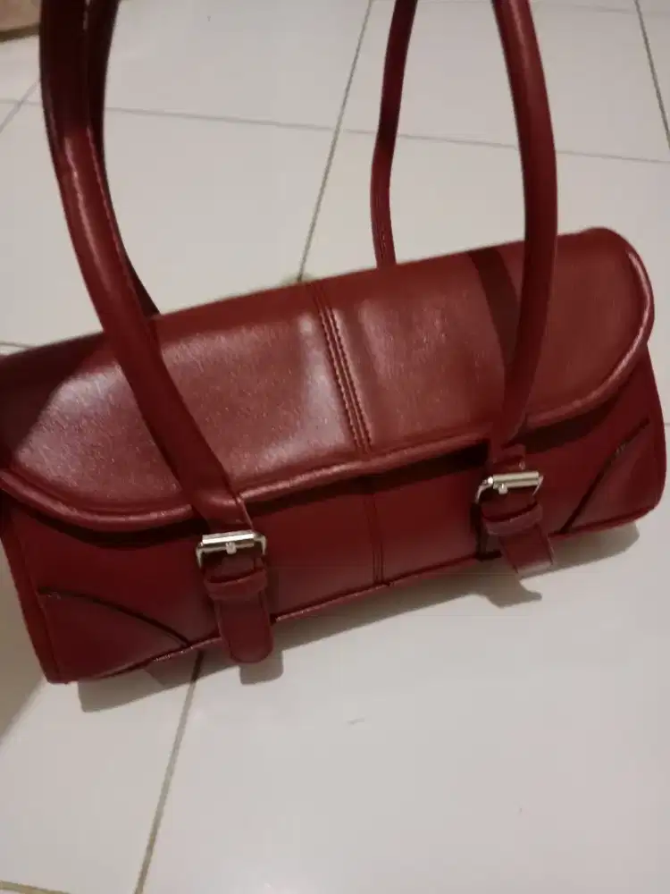 Tas leather maroon