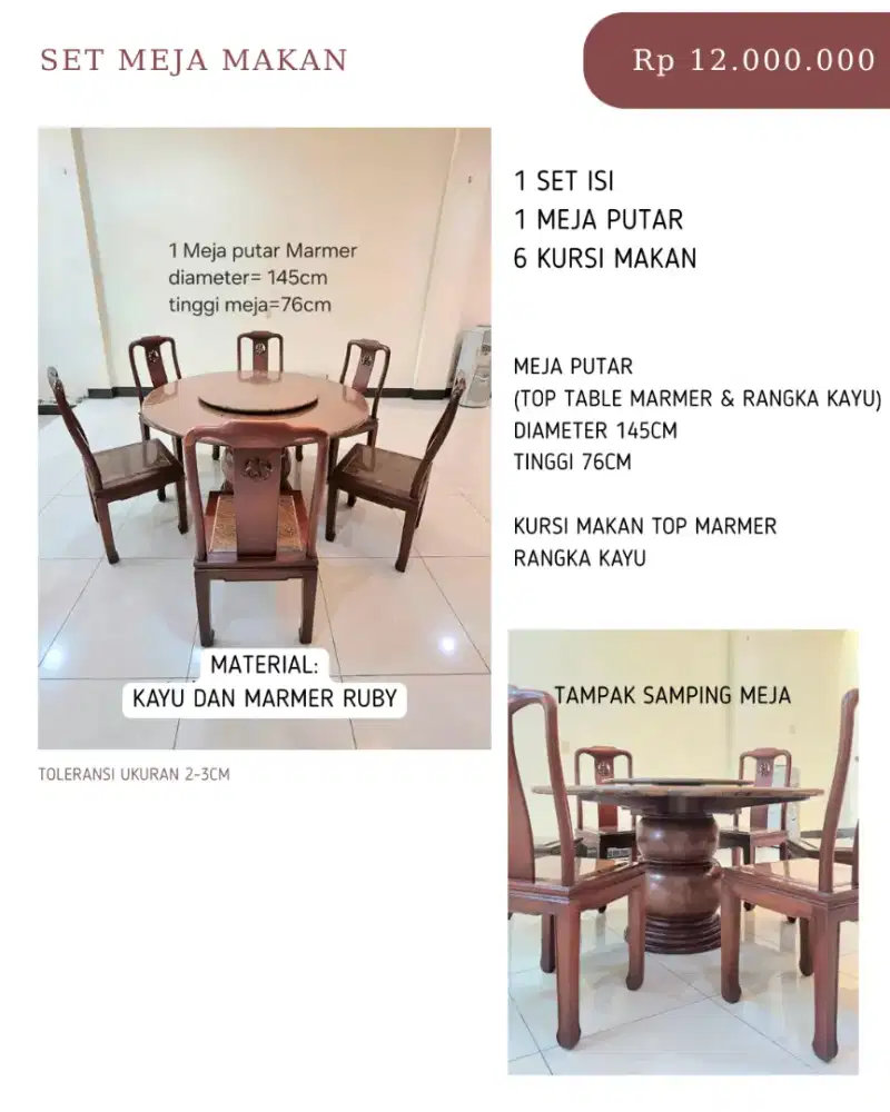 MEJA MAKAN SET UKIR CHINA