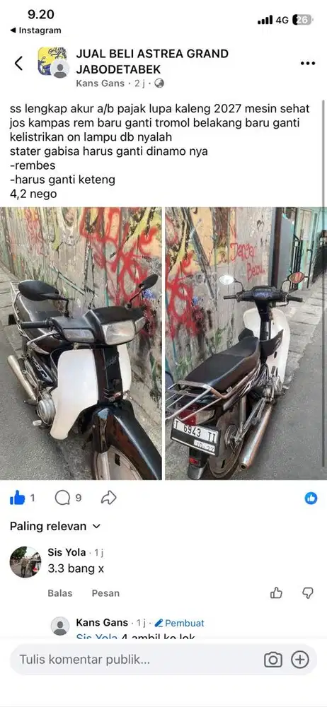 astrea legenda ss lengkap 4,2 nego tipis
