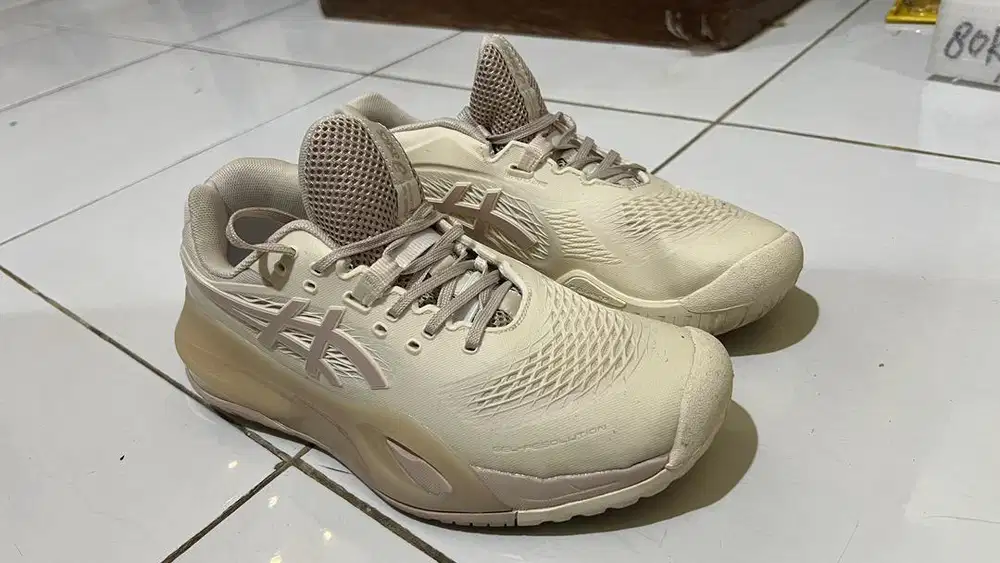 Sepatu ASICS GEL RESOLUTION X Cream Mineral Beige ( tenis padel )