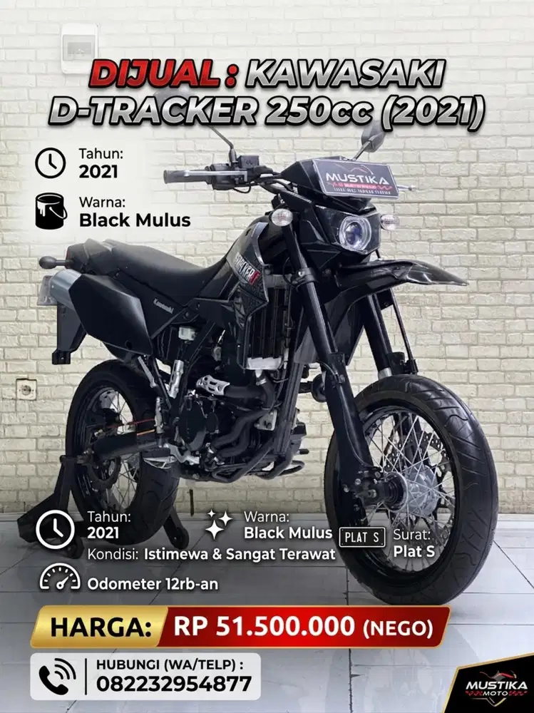 Perfect Condition!!Kawasaki D Tracker 250cc 2021 Plt S Odo12rb-Mustika