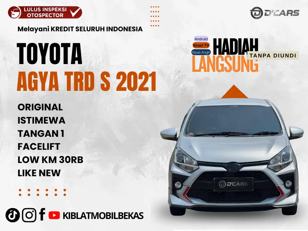 DIJUAL TOYOTA AGYA TRD S 2021 LOW KM