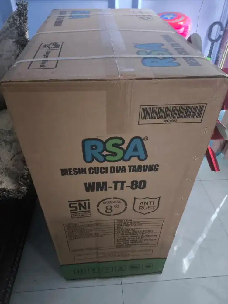 Dijual mesin cuci baru dua tabung..merk RSA.. 8 kg