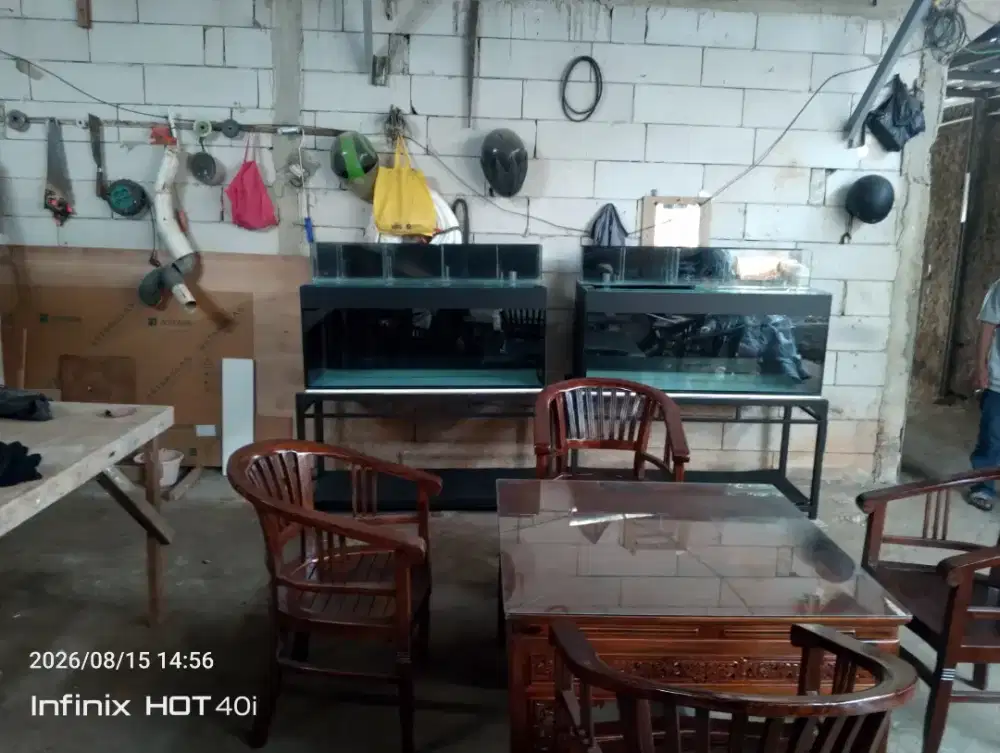 Akuarium 1sett meja & tempat filter serta meja kayu jati
