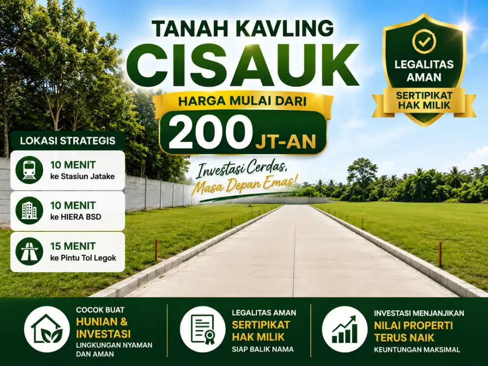 Kavling Murah Hanya 200 Jt-an Dekat HIERA BSD Land, SHM