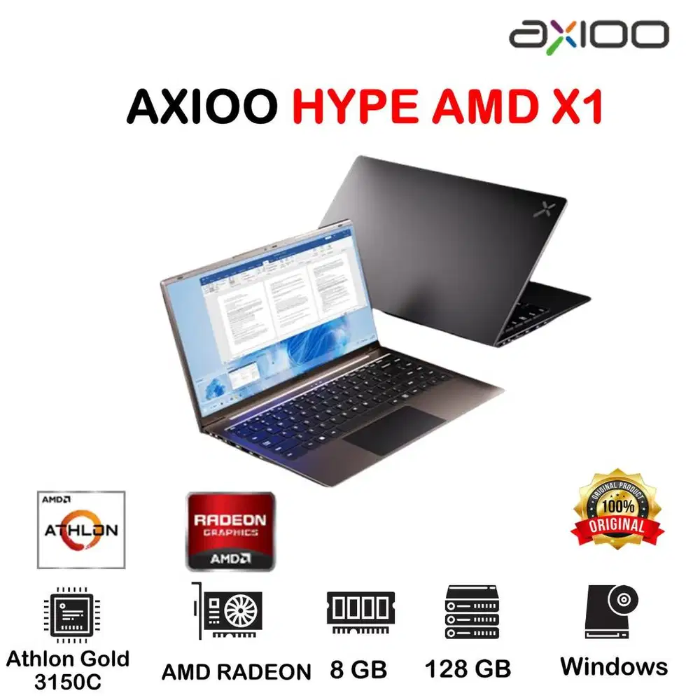 Laptop Axioo Hype Amd X1 Athlon Gold 3150C 8GB 128GB DOS/WIN 14FHD