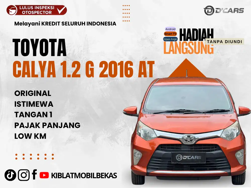 DIJUAL DP 32JT TOYOTA CALYA G MATIC 2016 NOPOL LOKAL