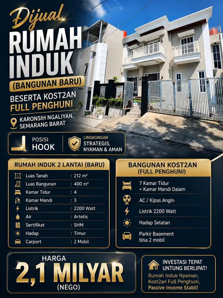 DIJUAL KOST KARONSIH NGALIYAN UNTUNG VIEW 2LT/400m CEPAT SEGERA MURAH