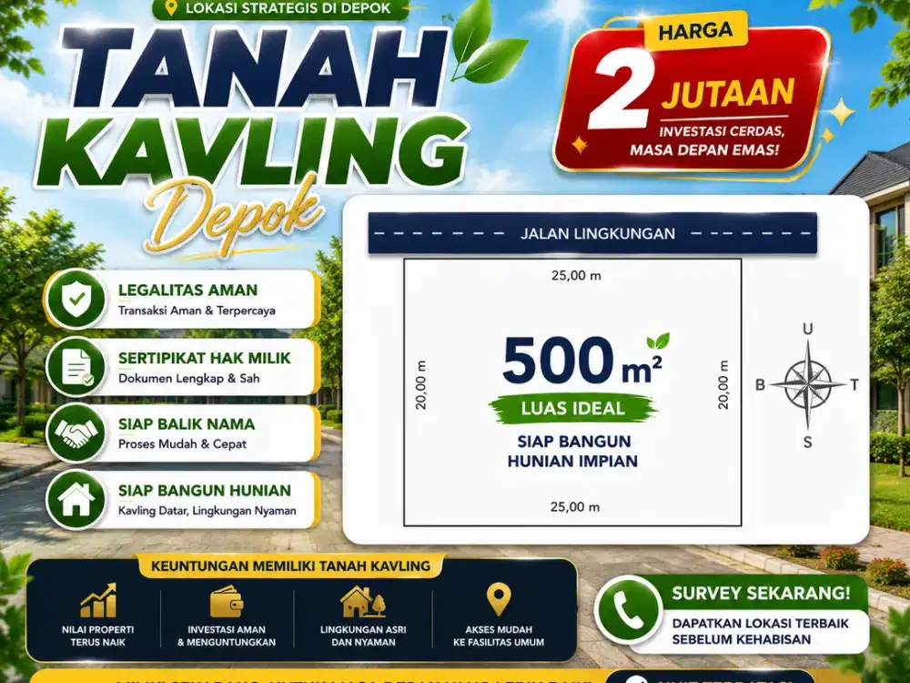 Kavling SHM Dekat Terminal Pondok Cabe, 2 Jt-an