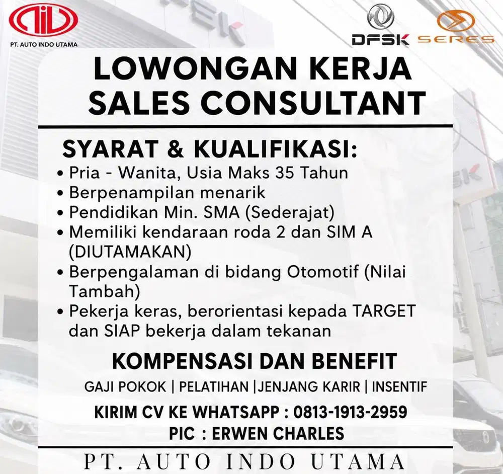 Buka lowongan kerja sales consultant