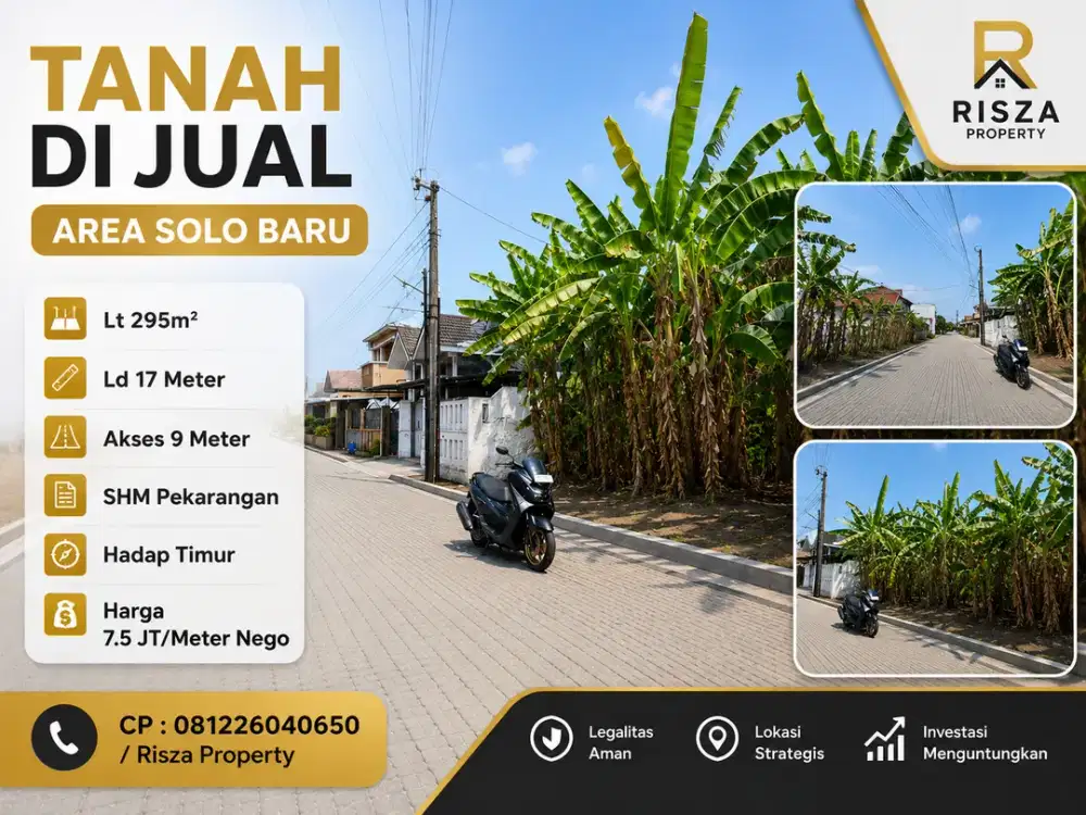 Jual Tanah Area Perumahan Solo Baru, Bebas Banjir, Dekat The Park, Pakuwon Mall, Solo Kota