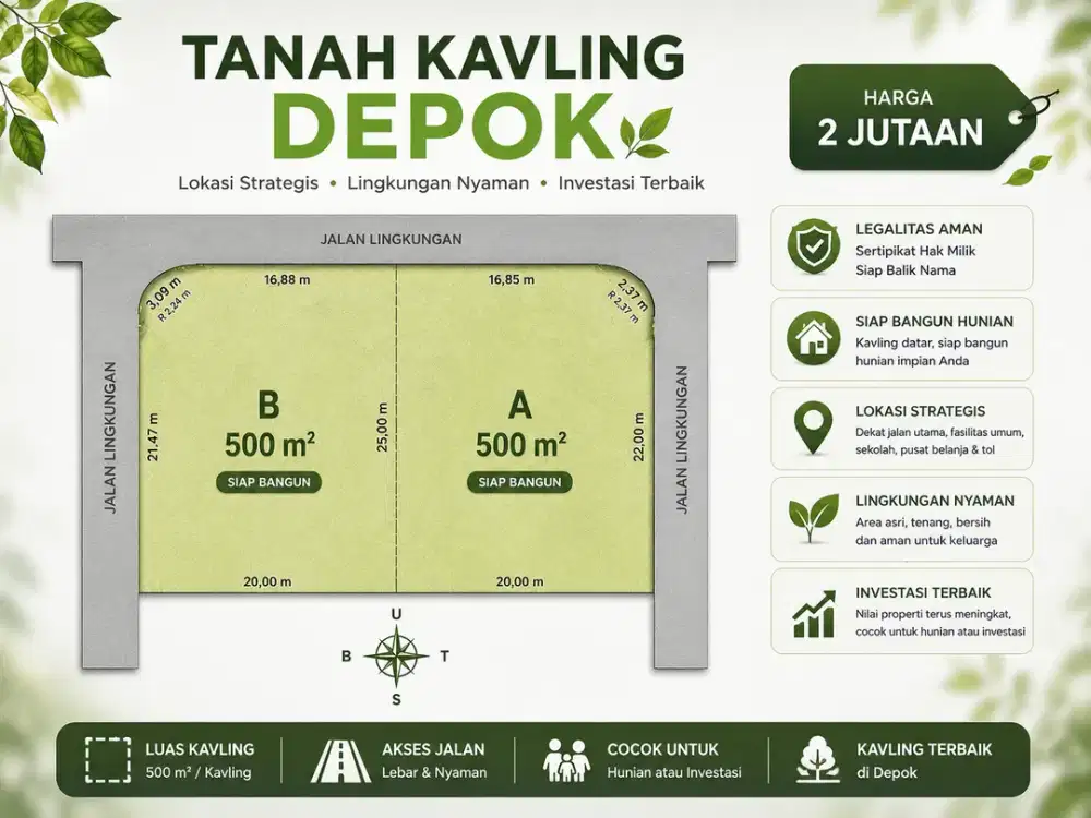 Tanah Murah 2 Jt-an, Dekat ke The Park Sawangan Mall, SHM