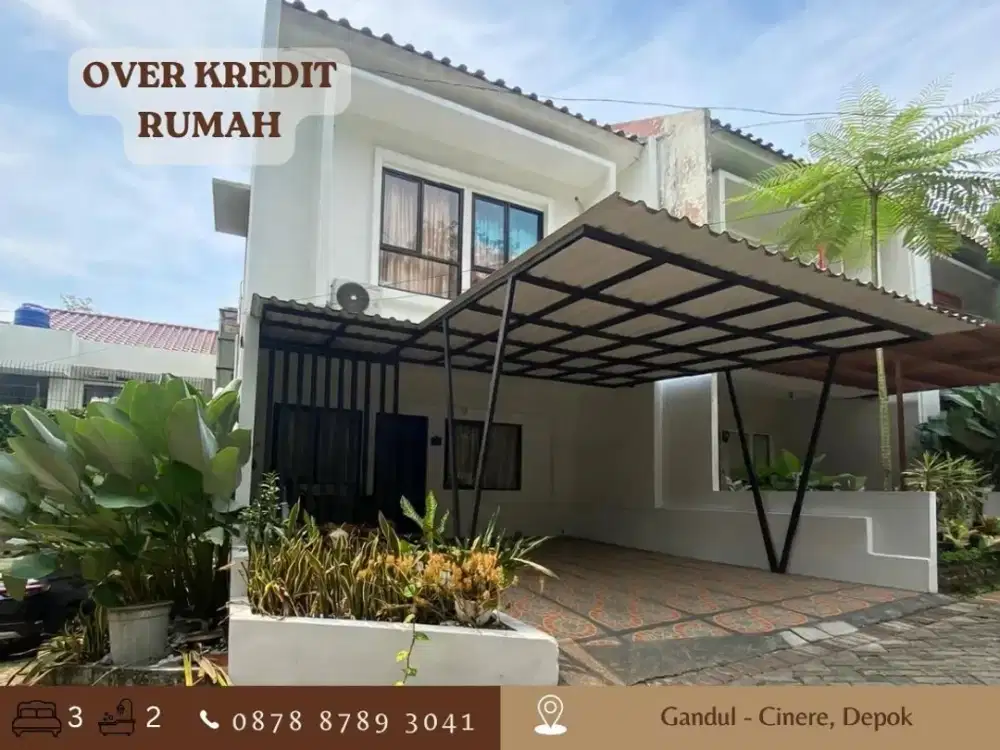 Jual Rumah 2LT OVER KREDIT dkt Tol Brigif di Gandul Cinere Depok