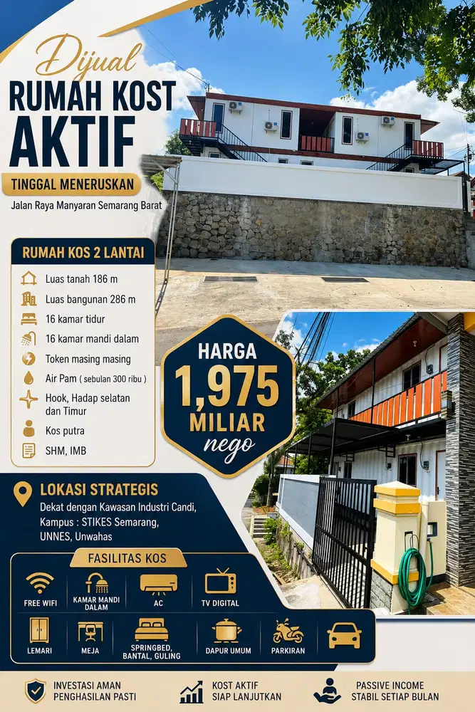 DIJUAL KOST MANYARAN UNTUNG VIEW MURAH DIBAWAH HARGA PASAR CEPAT