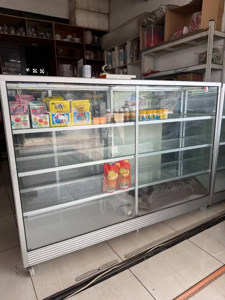 ETALASE KACA GESER ALUMINIUM - COCOK UNTUK TOKO/WARUNG