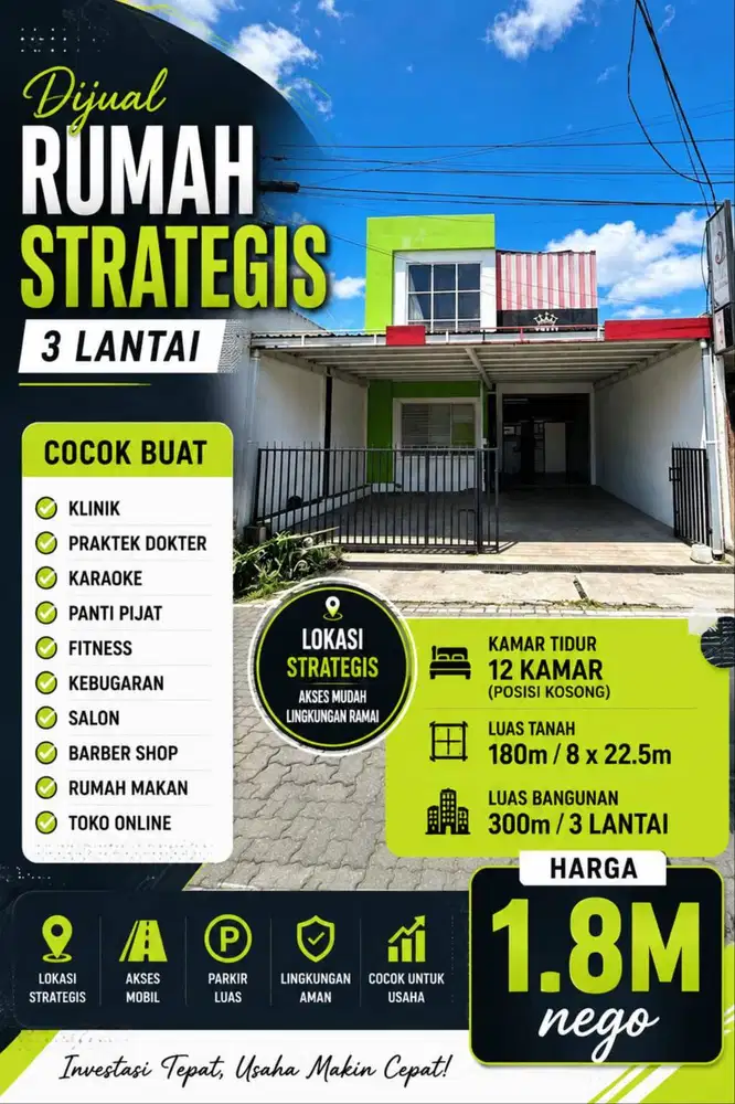 DIJUAL RUMAH USAHA 3LT VIEW UNTUNG MURAH DIBAWAH HARGA PASAR CEPAT