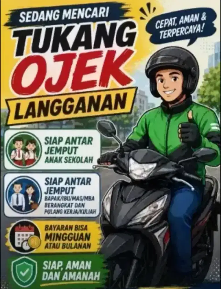 jasa ojek motor antar jemput sekolah kerja atau antar barang