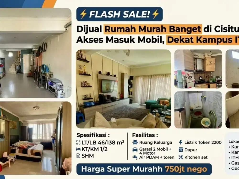 Dijual Rumah Murah Banget di Cisitu Indah Akses Masuk Mobil Dekat Kampus ITB