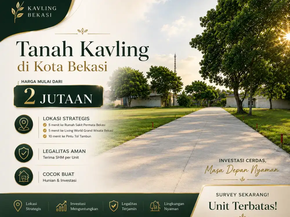 Tanah Murah 2 Jt-an Dekat Living World Grand Wisata, Terima SHM per Unit