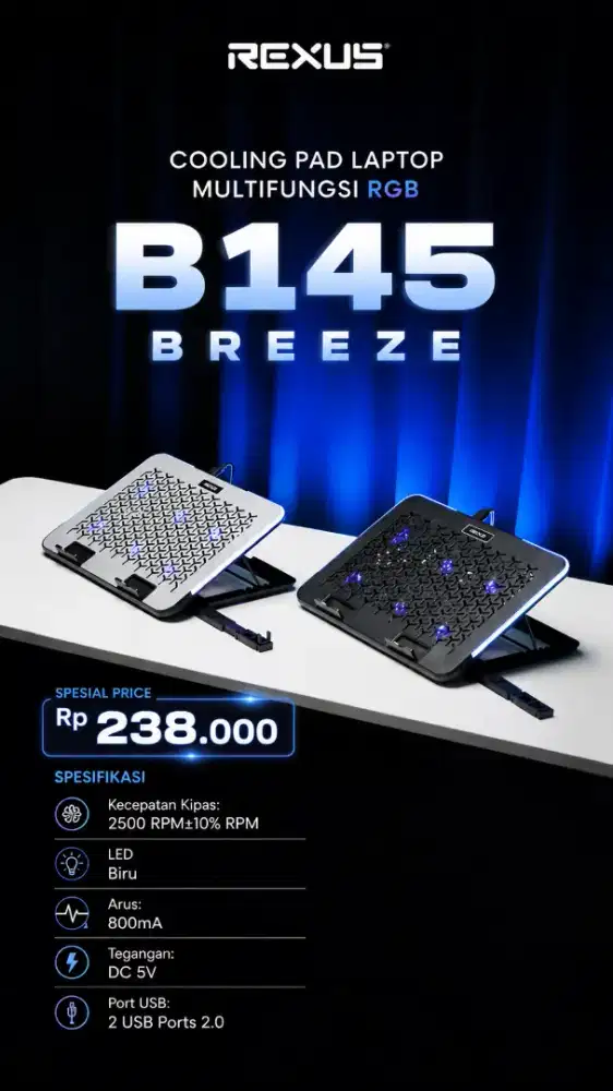 B145 Cooling Pad Breeze Laptop 
Rexus