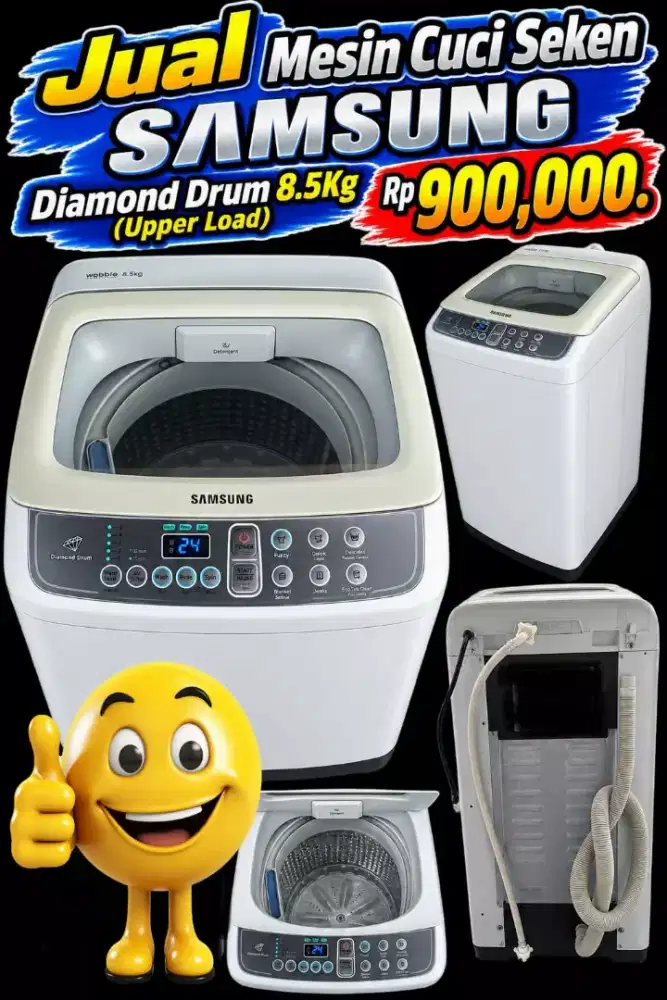Dijual mesin cuci top loading merek samsung 8,5 kg