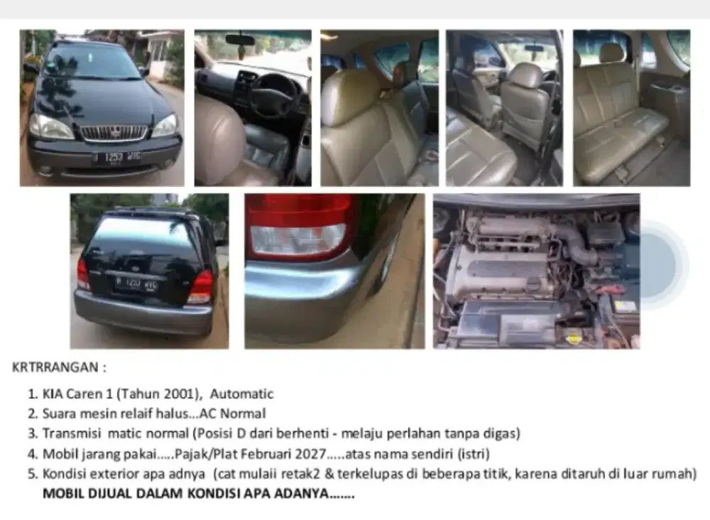 Dijual KIA Carens 1 Matic