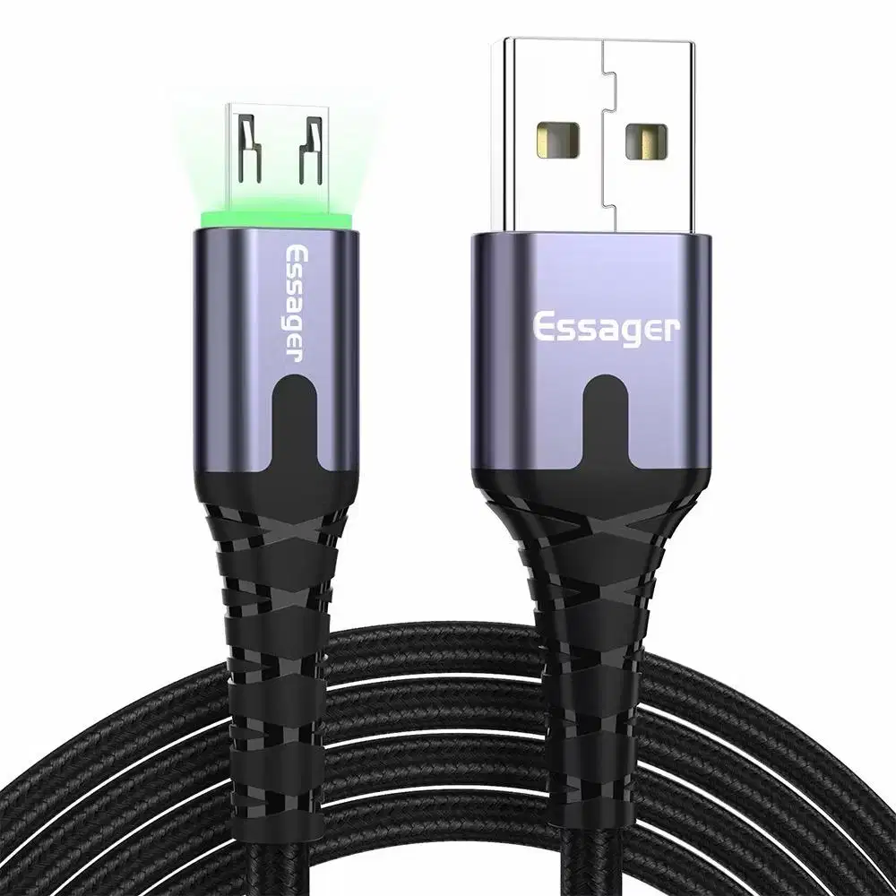 Essager Kabel micro usb 3A pengisian cepat dengan Lampu LED
