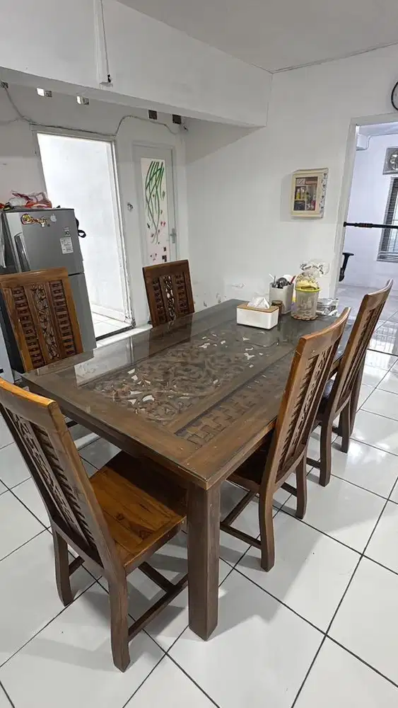 DIJUAL MEJA MAKAN JATI 1 SET 2.5jt