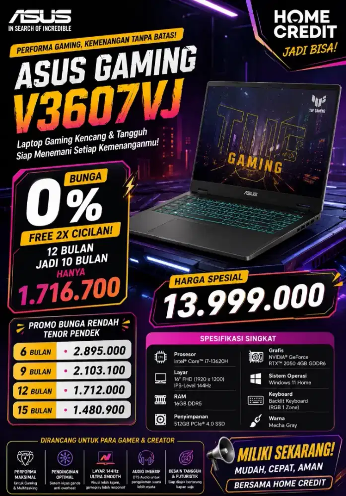Promo kredit bunga 0% laptop asus gaming