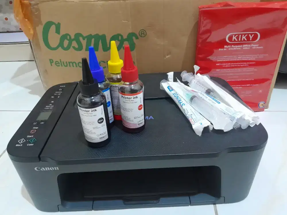 Printer inkjet wifi canon e3400 + refil tinta