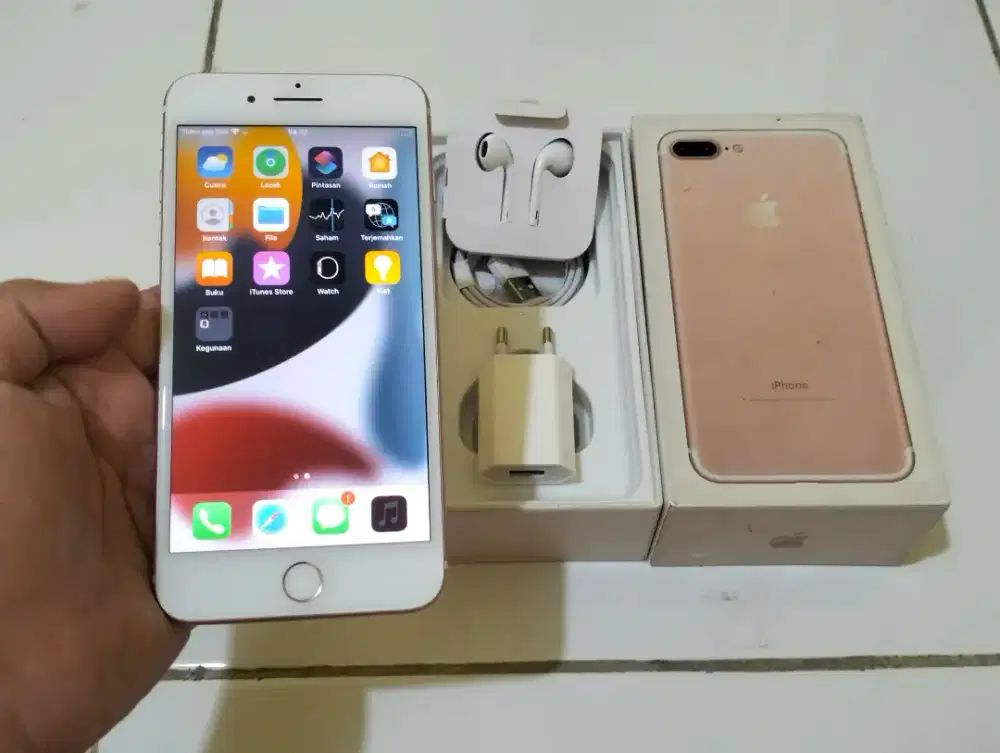 BU iPhone 7+ Plus 32GB RoseGold Komplit iCloud Aman No Minus Mulus
