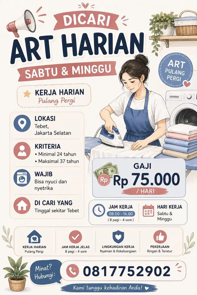 Di cari ART sabtu minggu