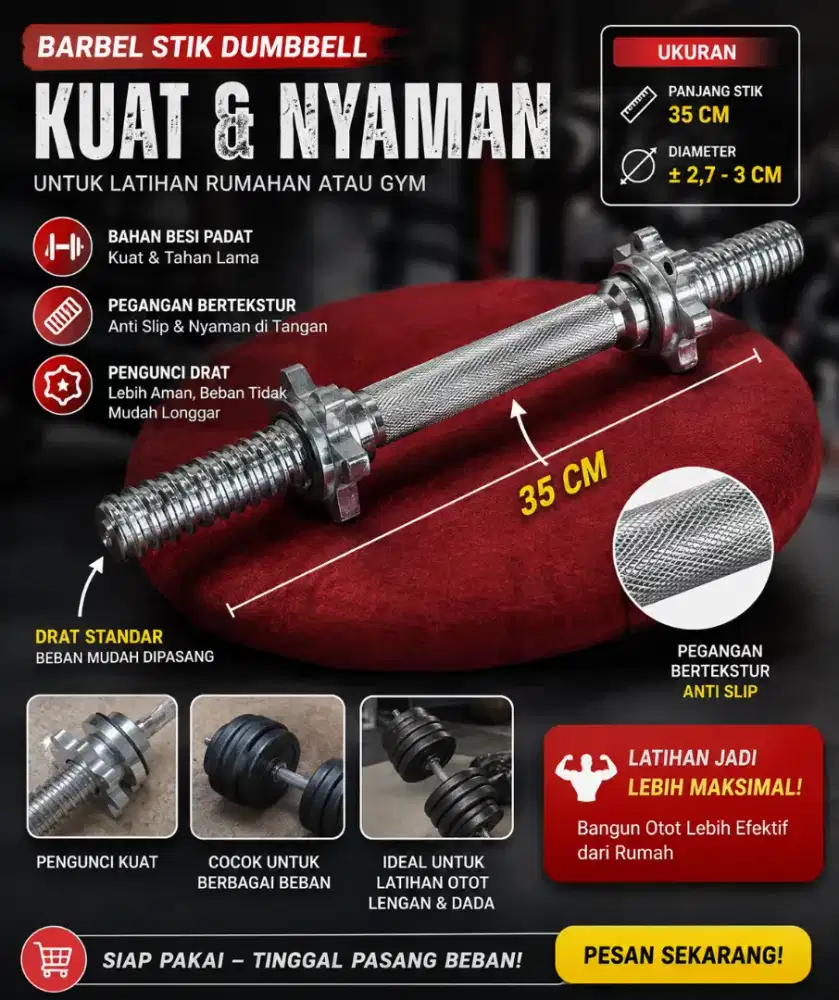 Stick dumbell besi + 2 pengunci