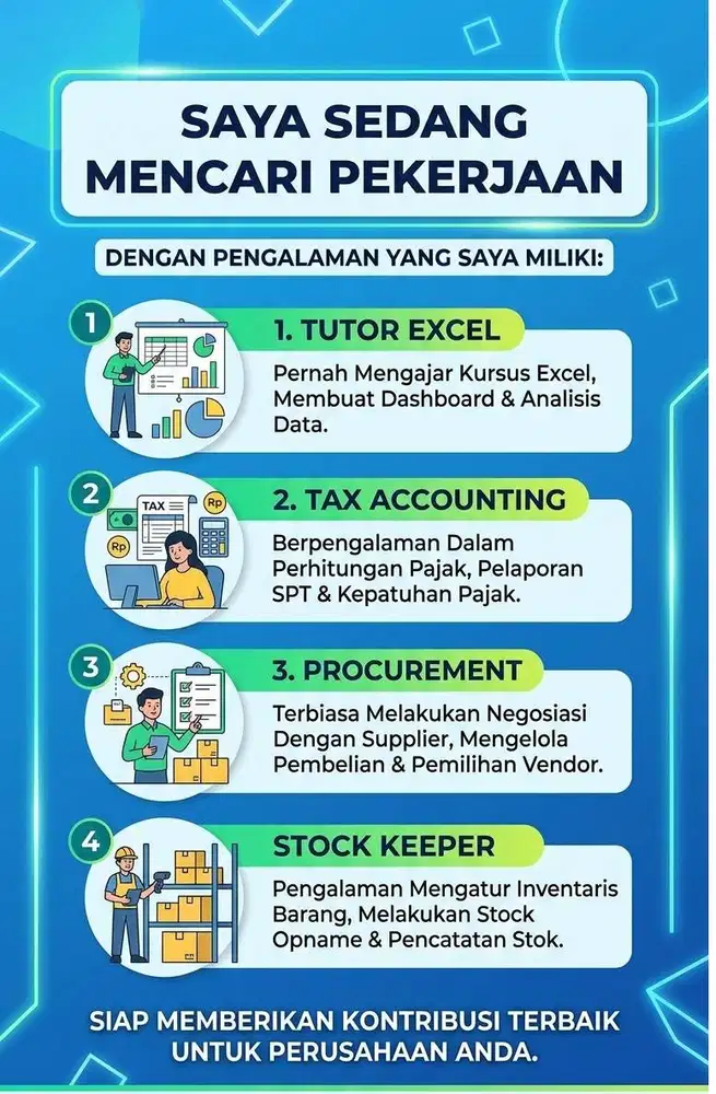 Saya siap Dihubungi , saya siap kerja