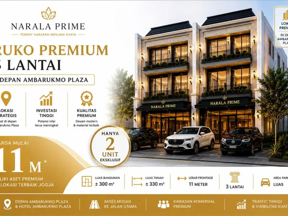 Ruko Dijual Jogja 3 Lantai di Jalan Raya Adisucipto Tanah 651 m² Lokasi Super Strategis
