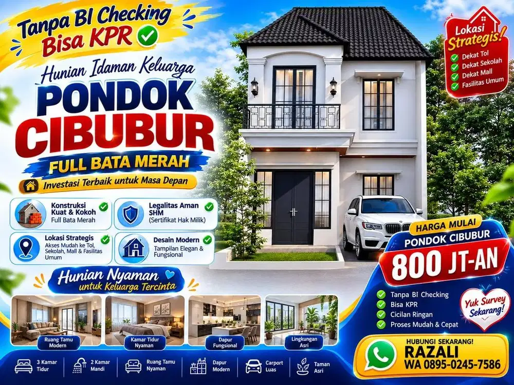 TANPA BI CECKING BISA PROSES KPR RUMAH CLUSTER MURAH STRATEGIS