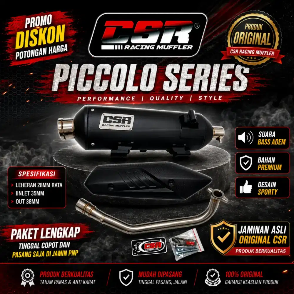 CSR RACING MUFFLER PICCOLO YAMAHA NMAX,NEW,NEO TURBO FULL SYSTEM PNP