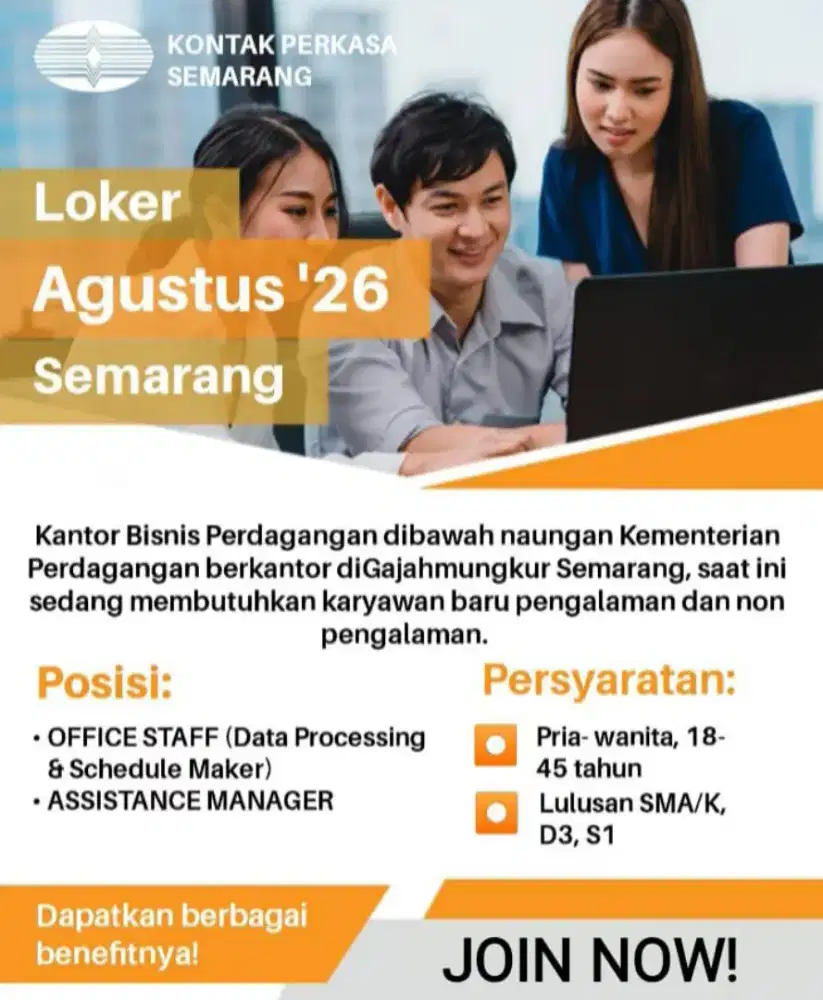 LOKER PENGALAMAN DAN NON PENGALAMAN SEMARANG AGUSTUS 2026