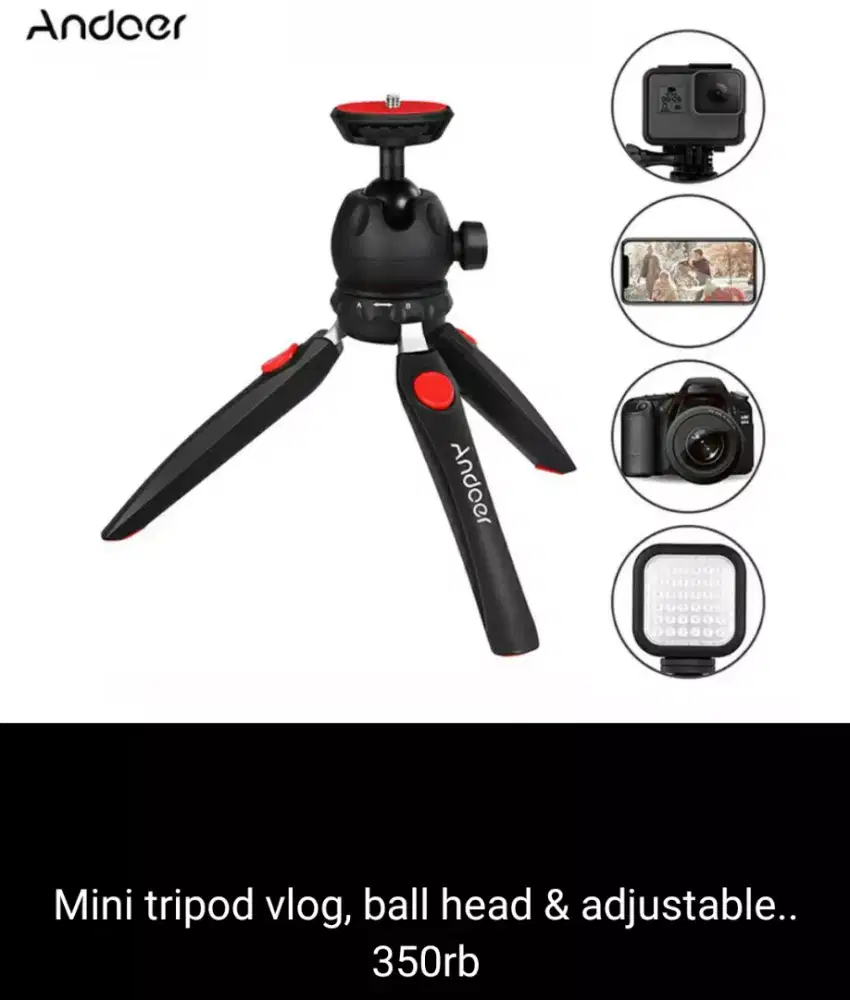 Andoee mini tripod ballhead - Buat DSLR, mirorles, action cam dll