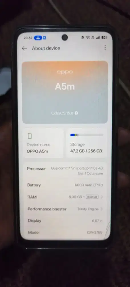 Dijual Hp Oppo A5M Ram 8+8/256Gb.