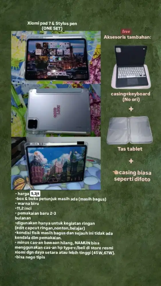 Xiomi pad 7 + Stylus pen original - mulus/dus lengkap (minus charger)
