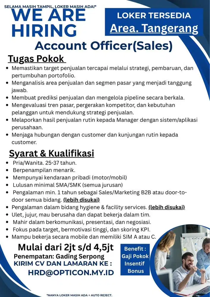 Lowongan Account Officer (Sales) Produk Berkembang