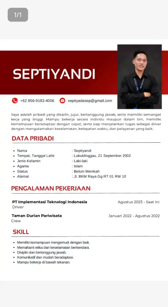 Info loker jadi supir pribadi