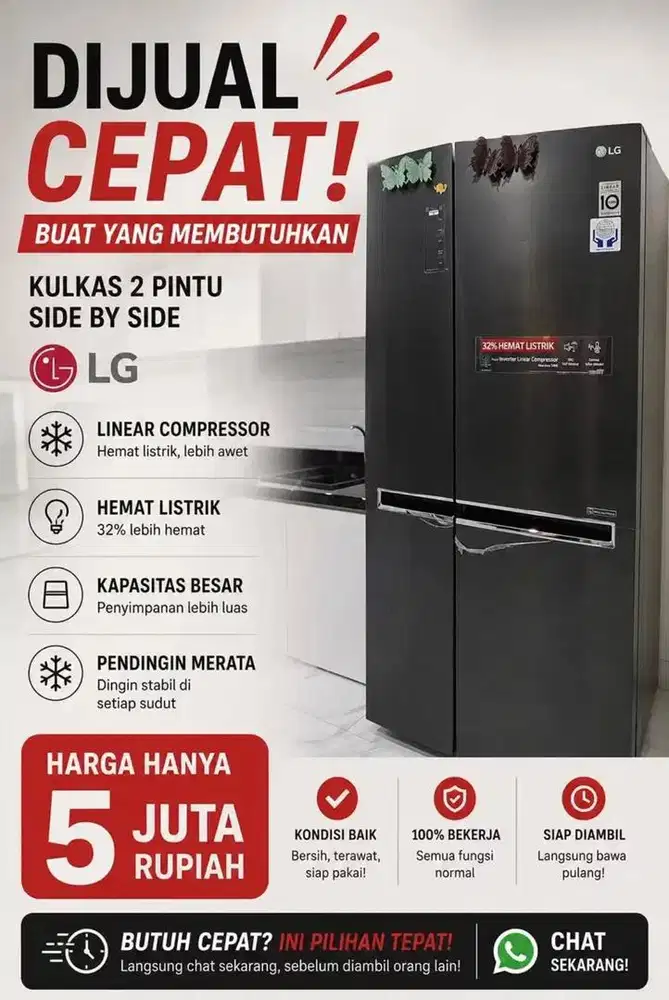 Jual Cepat  Kulkas Premium LG Side-by-Side