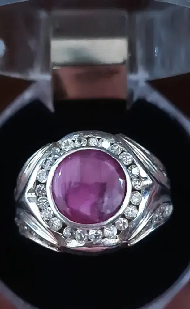 Cincin Ruby 9 x 9 x 4 mm Ring Perak Size 20 Berat 10,77 Gram