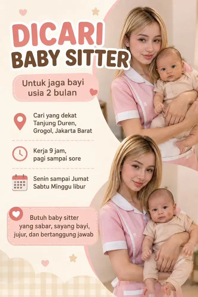 lowongan kerja baby sitter sister jaga asuh bayi